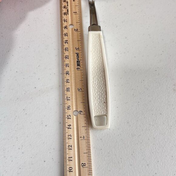 Vintage MCM EKCO Metal Heart Shaped Slotted Spatula Turner Chromium Plated 12" - Picture 8 of 9